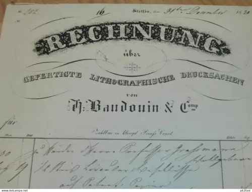 Lithographie - Anstalt , H. Baudouin in Stettin i. Pommern , 1836 , Druckerei !!!