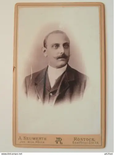 Kabinettfoto - A. Neuwerth in Rostock , Eselföter Strasse , Photographie , Kabinett !!