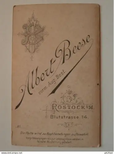 Kabinettfoto - Albert Beese in Rostock , Blutstrasse , Photographie , Kabinett !!