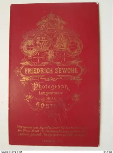 Kabinettfoto - Friedrich Sehwohl in Rostock , Langestrasse , Photographie , Kabinett !!