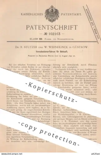 original Patent - Dr. R. Stutzer & W. Wernekinck , Güstrow | 1897 | Vorscheideverfahren f. Rohsaft | Zucker Zuckerfabrik
