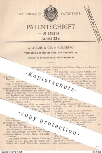 original Patent - C. Leuchs & Co. , Nürnberg | 1903 | Herstellung von Farbstift | Stift , Stifte , Bleistift , Buntstift