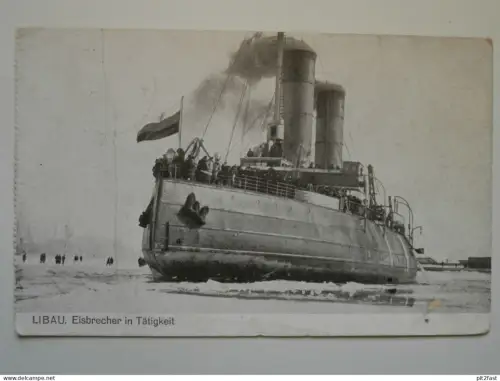 Libau / Liepāja , 1918 , Eisbrecher , Schiff , Hafen , AK , Ansichtskarte !!