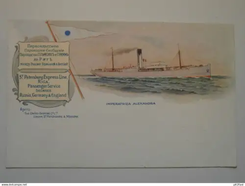 St. Petersburg - Express Line - Riga , ca. 1900 , Imperatriza Alexandra , Schiff , Hafen , AK , Ansichtskarte !!