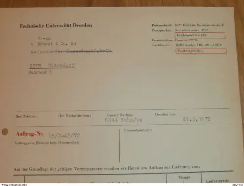 Technische Universität Dresden - TU Dresden , Experimentalphysik , 1972 , altes Dokument , Reklame / Werbung !!