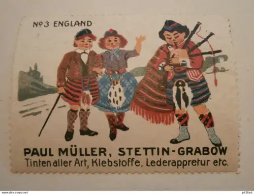 Stettin - Tintenfabrik Paul Müller Grabow Reklamemarke , Reklame , Marke Pommern