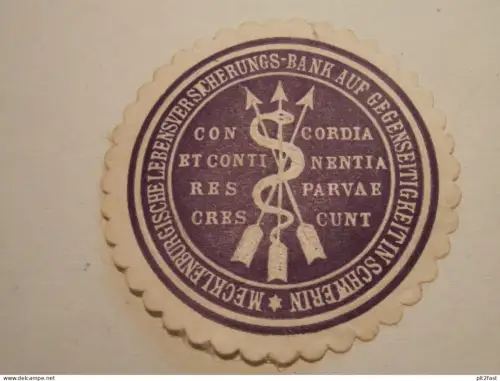 Meckl. Lebensversicherungsbank - Schwerin - Mecklenburg , Siegelmarke , Reklame