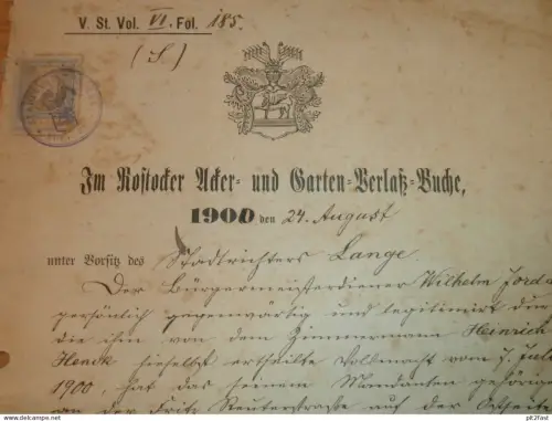 Acker- und Garten-Verlaß Buch , Rostock , 1900 , Stadtbuch , Kröger Mecklenburg !!