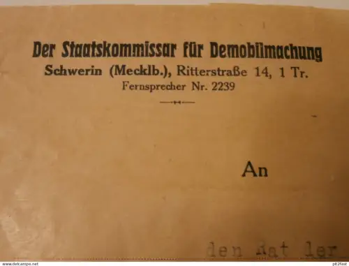 Staatskommissar für Demobilmachung , 1921 , Schwerin , Bad Sülze , Mecklenburg !