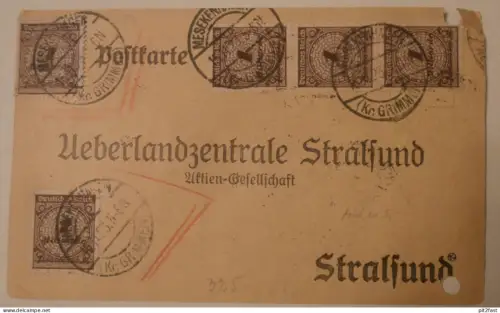 Überlandzentrale - Stralsund AG , 1923 , Grimmen , viele Marken , Mecklenburg !!