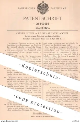 original Patent - Arthur Eitner , Leipzig / Kleinzschocher | 1903 | Annetzen v. Zementplatten | Beton , Zement , Hochbau