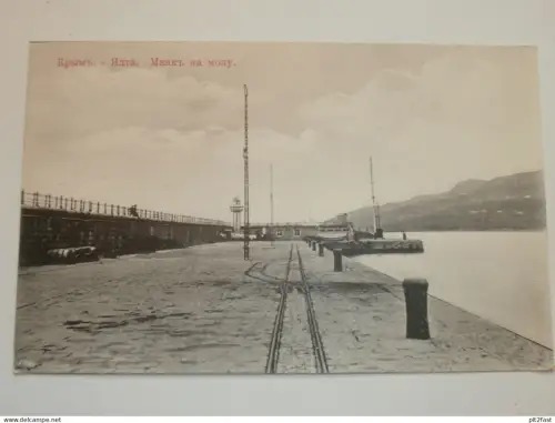 Jalta / Ялта auf der Krim / Крым , ca. 1915 , Eisenbahn an der Mole , Ansichtskarte , AK !!