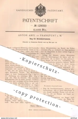original Patent - Anton Abel , Frankfurt / Main | 1901 | Steg für Streichinstrument | Musik , Musikinstrument | Geige