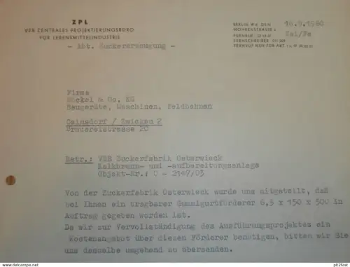 ZPL - Projektierung für Lebensmittel in Berlin , DDR , 1960 , Herr Görner , Hr. Heidenreich Dokument , Reklame / Werbung