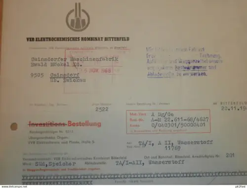 VEB Elektrochemisches Kombinat Bitterfeld , 1968 , Herr Wilde , Hr. Döring , Rechnung , Reklame / Werbung
