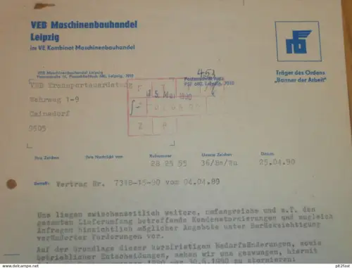 VEB Maschinenbauhandel Leipzig , DDR , 1990 ,altes Dokument , Reklame / Werbung