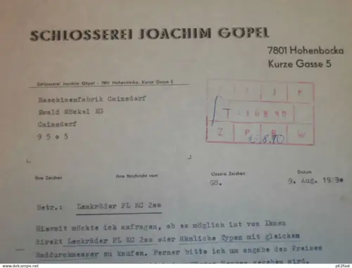Schlosserei - Joachim Göpel in Hohenbocka , 1990 , altes Dokument , Reklame / Werbung !!