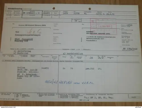 VEB Kabelwerke Oberspree in Berlin Oberschönweide , 1972 , altes Dokument , Reklame / Werbung !!