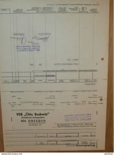 VEB " Otto Buchwitz " in Dresden , 1972 , Herr Schneider , Herr Mühlmann , altes Dokument , Reklame / Werbung !!