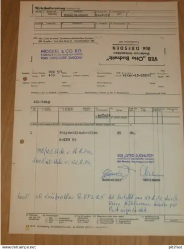 VEB " Otto Buchwitz " in Dresden , 1972 , Herr Schneider , Herr Mühlmann , altes Dokument , Reklame / Werbung !!