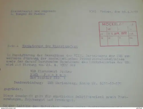 Kistenfabrik - L. Hunger KG in Pockau , 1972 , altes Dokument , Reklame / Werbung !!