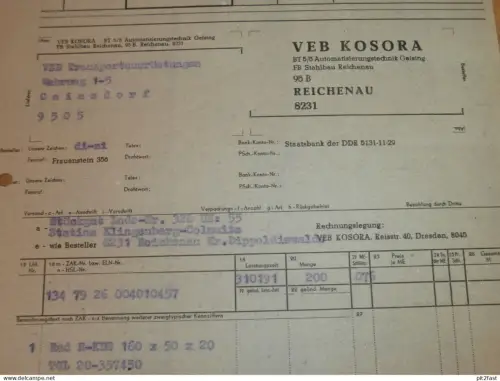 VEB KOSORA in Reichenau / Geising , 1990 , Herr Oswald , Herr Dittrich , altes Dokument , Reklame / Werbung !!
