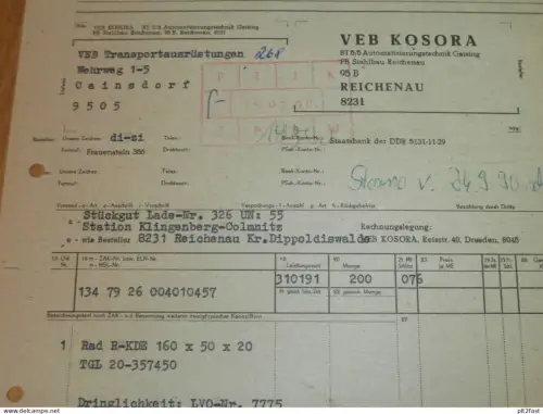 VEB KOSORA in Reichenau / Geising , 1990 , Herr Oswald , Herr Dittrich , altes Dokument , Reklame / Werbung !!