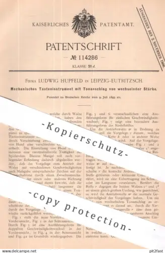 original Patent - Fa. Ludwig Hupfeld , Leipzig / Eutritzsch | 1899 | Mechanisches Tasteninstrument | Musik - Instrument
