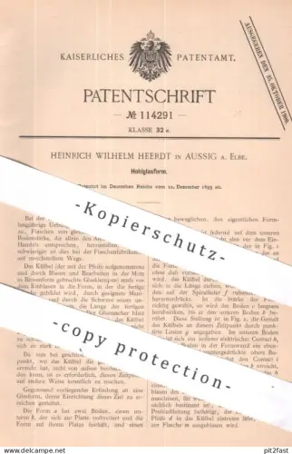 original Patent - Heinrich Wilhelm Heerdt , Aussig / Elbe | 1899 | Hohlglasform | Hohlglas Form | Glas Gläser , Flaschen