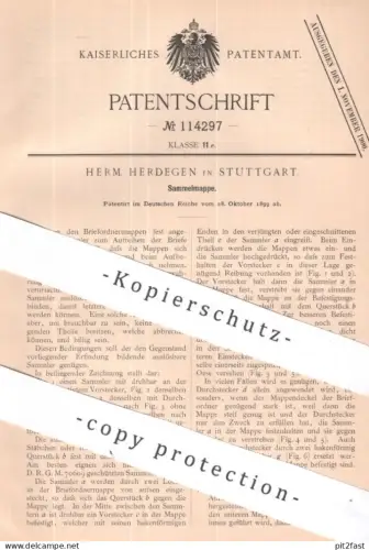 original Patent - Herm. Herdegen , Stuttgart | 1899 | Sammelmappe | Ordner | Aktenordner , Mappe , Papier , Büro Schule