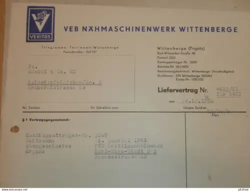 VEB Nähmaschinenwerk Wittenberge , 1960 , Herr Beitz , Herr Böhm , altes Dokument , Reklame / Werbung !!