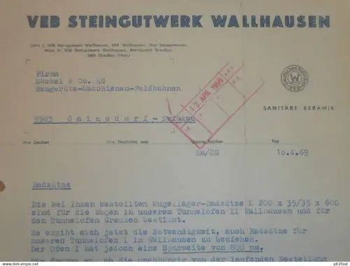 VEB Steingut-Werk Wallhausen und Greußen , 1969 , Herr Hampel , Herr Hasenbein , altes Dokument , Reklame / Werbung !!