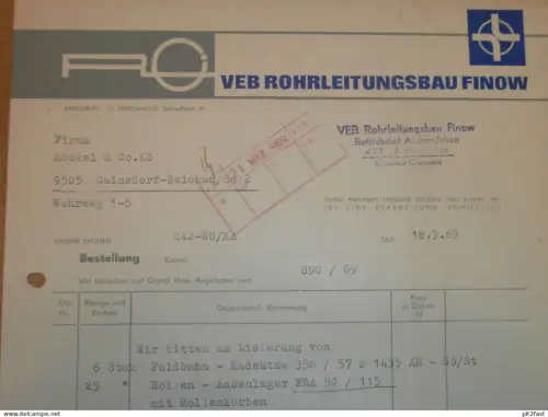 VEB Rohrleitungsbau Finow - Betrieb Aschersleben , Hr. Wölbeling , Nitzer , 1972 , alte Rechnung , Reklame / Werbung !!