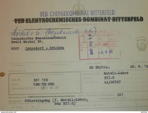 VEB Chemiekombinat Bitterfeld , 1969 , Herr Freimund , Herr Hörcher , altes Dokument , Reklame / Werbung