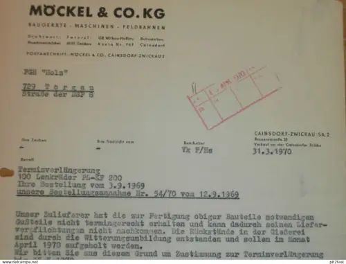 PGH "Holz" Torgau in Klitzschen , 1970 , Möckel & Co. KG , Zwickau altes Dokument , Reklame / Werbung