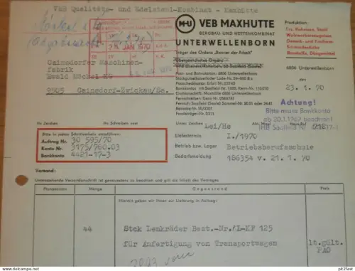 VEB Maxhütte in Unterwellenborn i. Thüringen , 1959 , Herr Leisering , Hr. Rowalewski altes Dokument , Reklame / Werbung