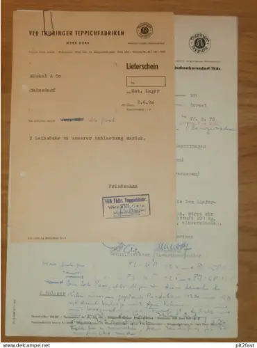 VEB Teppichfabrik Münchenbernsdorf , 1970 , Hr. Trennwolf , Hr. Graf , Dokument , Reklame / Werbung !!