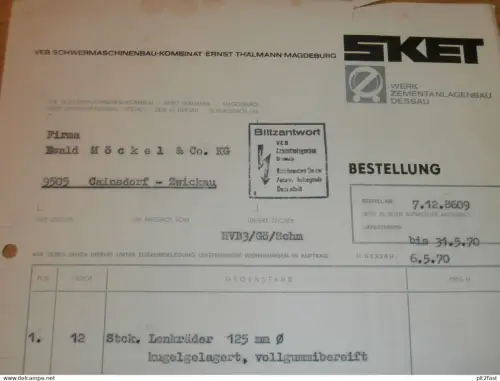 VEB Schwermaschinenbau Dessau / Magdeburg , 1970 , Herr Neckmann , Herr Ullrich , altes Dokument , Reklame / Werbung !!