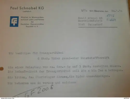 Lackfabrik - Paul Schnabel KG in Meerane , 1970 , Herr Behm , altes Dokument , Reklame / Werbung !!