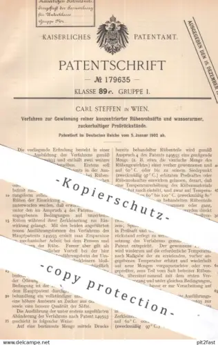 original Patent - Carl Steffen , Wien , Österreich | 1902 | Gewinnung von Rübenrohsaft | Rüben , Saft , Zucker , Sirup