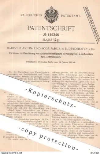 original Patent - Badische Anilin- & Soda Fabrik , Ludwigshafen a. Rh. | 1903 | Überführung von Essigsäure | Essig Säure