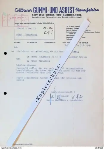 Gummi- und Asbest-Manufaktur Cottbus , 1969 , altes Dokument , Reklame / Werbung !