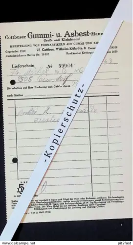 Gummi- und Asbest-Manufaktur Cottbus , 1969 , altes Dokument , Reklame / Werbung !