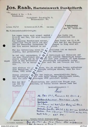 Hartsteinwerk Genthin - Dunkelforth - Jos. Raab , 1959 , altes Dokument , Reklame / Werbung !