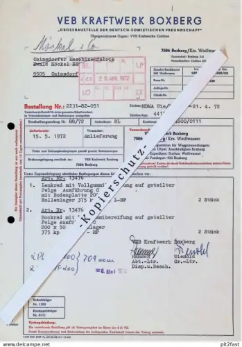 VEB Kraftwerk Boxberg , 1972 , Herr Wienold , Herr Hänsch , altes Dokument , Reklame / Werbung !