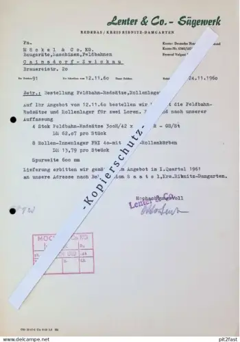 Sägewerk - Lentner & Co. in Redebas b. Ribnitz-Damgarten , 1960 , altes Dokument , Reklame / Werbung