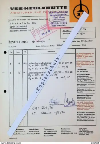 VEB Keulahütte in Krauschwitz , 1970 , Herr Buder , Hr. Mlinzk , altes Dokument , Reklame / Werbung