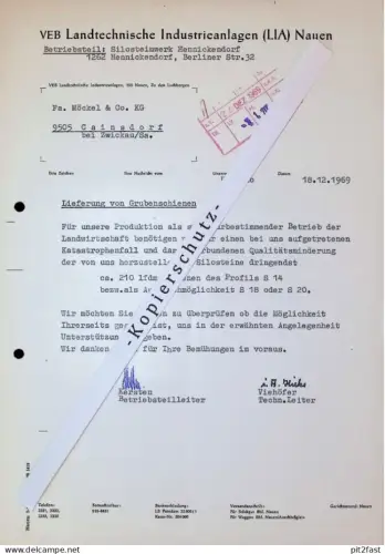 Landtechnische Industrieanlagen in Nauen , 1969 , Herr Kersten , Herr Viehöfer , altes Dokument , Reklame / Werbung