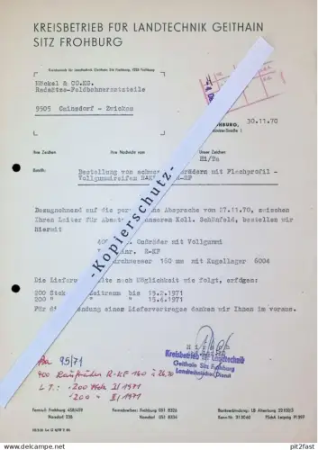 Landtechnik Geithain b. Frohburg , 1970 , Herr Hirsch , altes Dokument , Reklame / Werbung