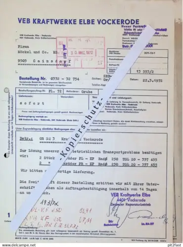 VEB Kraftwerke Elbe Vockerode b. Gräfenhainichen , 1972 , Herr Bär , Herr Harv , altes Dokument , Reklame / Werbung
